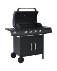 Barbecue à gaz 4+1 zones de cuisson Noir Acier | Mobilier & Déco