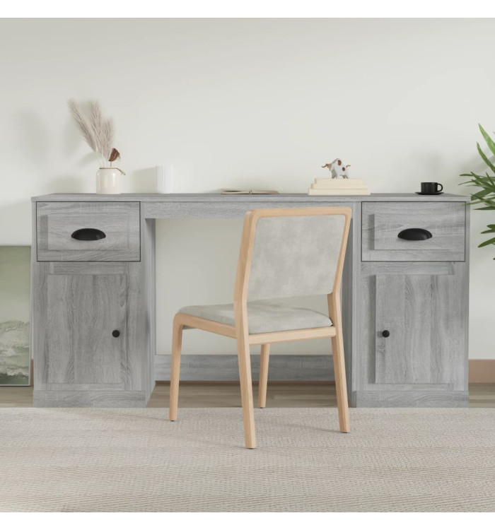 Bureau avec armoire sonoma gris bois d'ingénierie | Mobilier & Déco