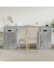 Bureau avec armoire sonoma gris bois d'ingénierie | Mobilier & Déco