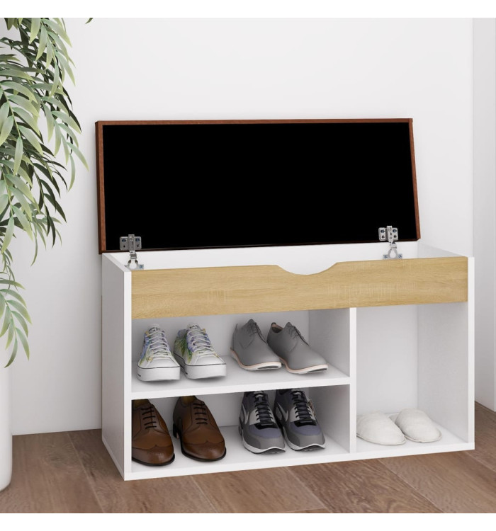 Banc à chaussures et coussin Blanc chêne sonoma Bois ingénierie | Mobilier & Déco