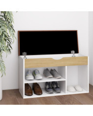 Banc à chaussures et coussin Blanc chêne sonoma Bois ingénierie | Mobilier & Déco