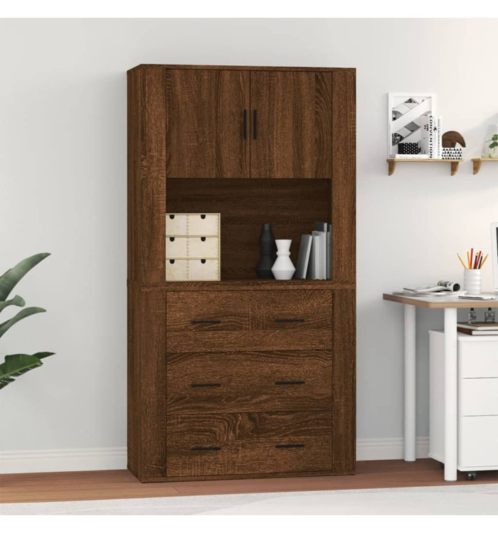 Buffet haut Chêne marron Bois d'ingénierie | Mobilier & Déco