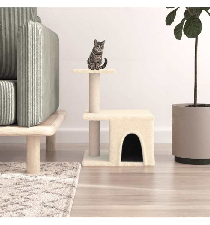 Arbre à chat avec griffoirs en sisal crème 48 cm | Mobilier & Déco