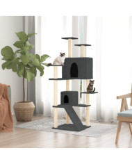 Arbre à chat avec griffoirs en sisal Gris foncé 153 cm | Mobilier & Déco