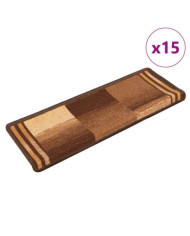 Tapis d'escalier autocollants 15 pcs 65x21x4 cm Marron | Mobilier & Déco