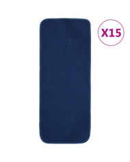 Tapis d'escalier 15 pcs 60x25 cm Bleu marine Rectangulaire | Mobilier & Déco