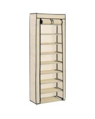Armoire à chaussures avec housse Crème 57x29x162 cm Tissu | Mobilier & Déco