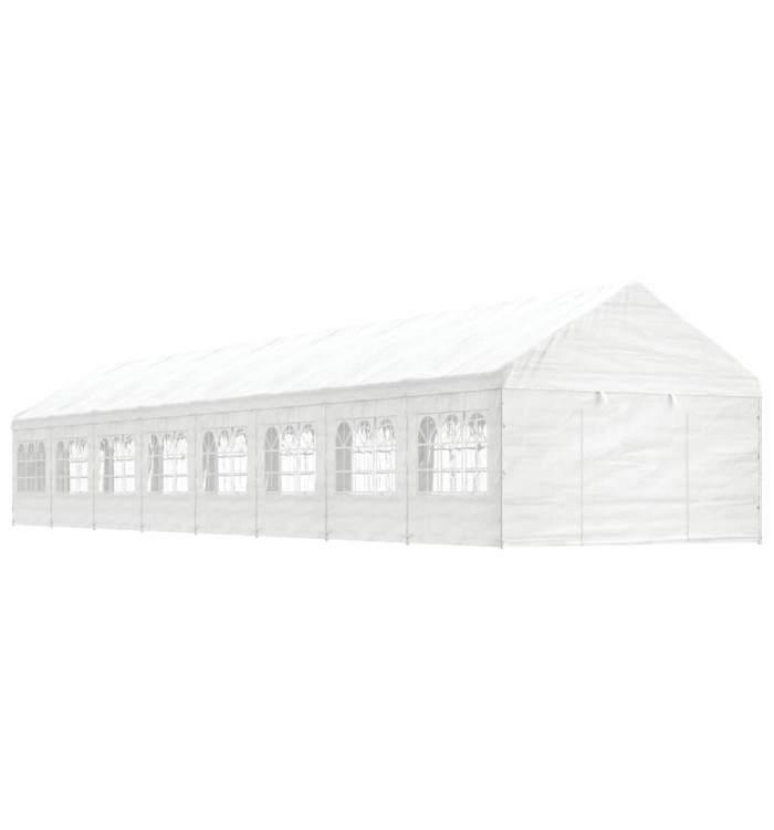Belvédère avec toit blanc 17,84x4,08x3,22 m polyéthylène | Mobilier & Déco
