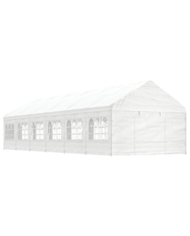 Belvédère avec toit blanc 13,38x4,08x3,22 m polyéthylène | Mobilier & Déco