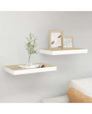 Étagères flottantes 2 pcs Chêne et blanc 40x23x3,8 cm MDF | Mobilier & Déco