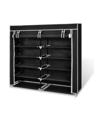 Armoire à chaussures avec housse 115 x 28 x 110cm Tissu Noir | Mobilier & Déco
