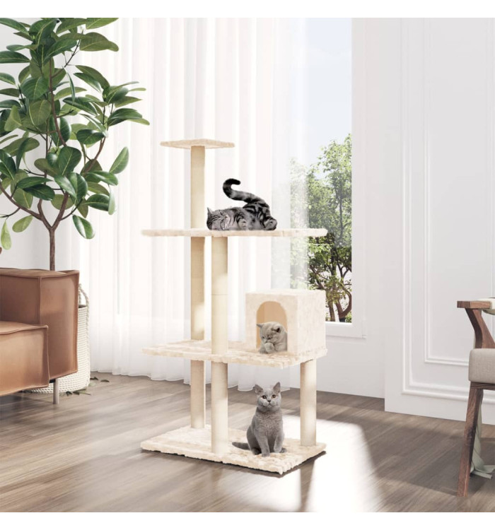 Arbre à chat avec griffoirs en sisal Crème 119 cm | Mobilier & Déco