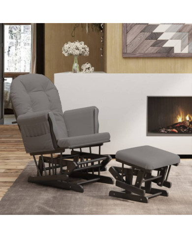 Chaise berçante avec repose-pied Gris foncé Tissu | Mobilier & Déco