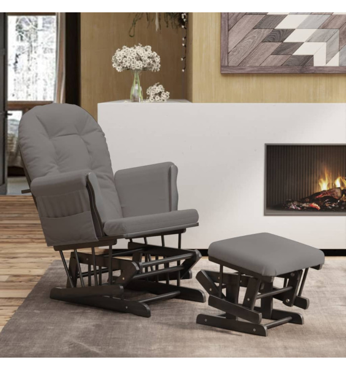 Chaise berçante avec repose-pied Gris foncé Tissu | Mobilier & Déco