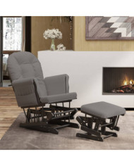 Chaise berçante avec repose-pied Gris foncé Tissu | Mobilier & Déco