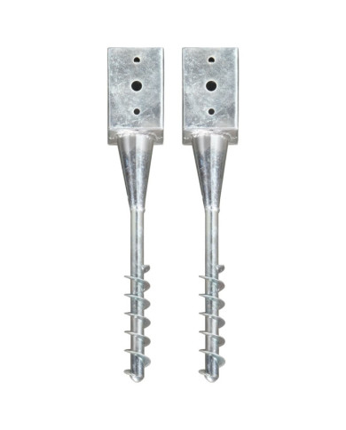 Piquets au sol 2 pcs Argenté 9x9x56 cm Acier galvanisé | Mobilier & Déco