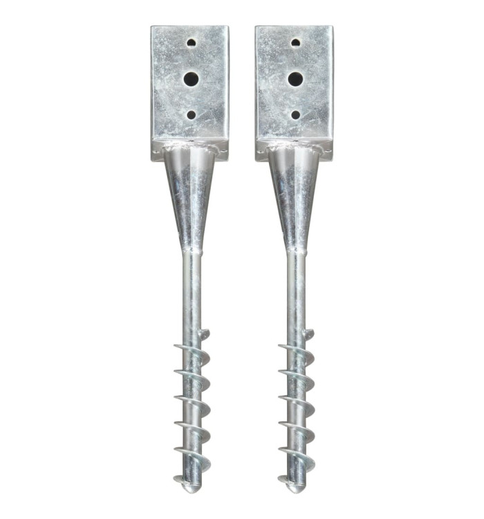 Piquets au sol 2 pcs Argenté 9x9x56 cm Acier galvanisé | Mobilier & Déco