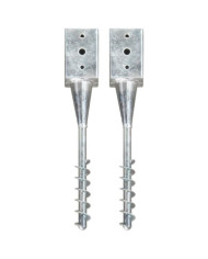 Piquets au sol 2 pcs Argenté 9x9x56 cm Acier galvanisé | Mobilier & Déco