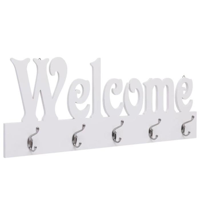 Porte-manteau mural WELCOME Blanc 74x29,5 cm | Mobilier & Déco