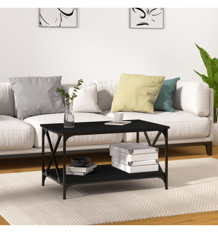 Table basse Noir 80x50x45 cm Bois d'ingénierie et fer | Mobilier & Déco