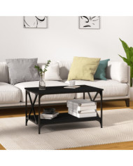 Table basse Noir 80x50x45 cm Bois d'ingénierie et fer | Mobilier & Déco