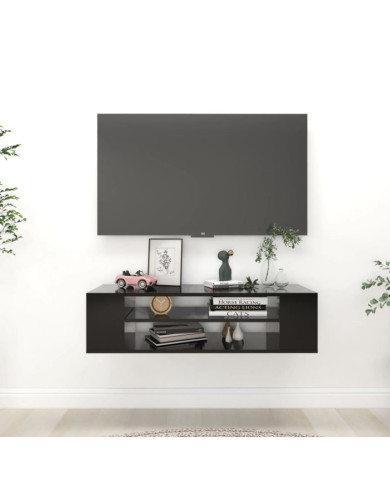 Meuble TV suspendu Noir 100x30x26,5 cm Bois d’ingénierie | Mobilier & Déco