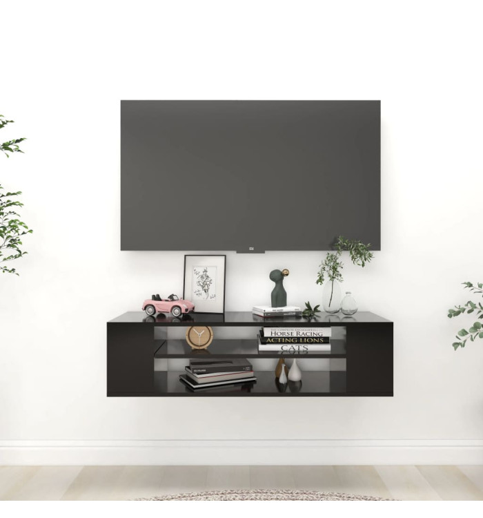 Meuble TV suspendu Noir 100x30x26,5 cm Bois d’ingénierie | Mobilier & Déco
