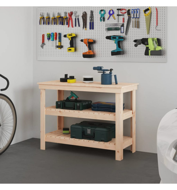 Banc de travail 110,5x50x80 cm Bois de pin massif | Mobilier & Déco