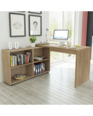 Bureau d'angle 4 étagères chêne | Mobilier & Déco