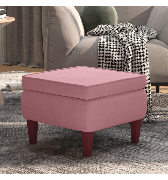 Tabouret avec pieds en bois Rose Velours | Mobilier & Déco