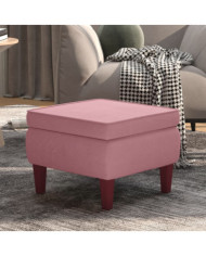 Tabouret avec pieds en bois Rose Velours | Mobilier & Déco