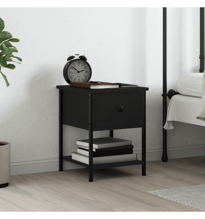 Table de chevet noir 34x35,5x45 cm bois d’ingénierie | Mobilier & Déco