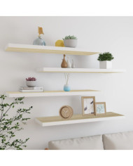 Étagères flottantes 4 pcs Chêne et blanc 90x23,5x3,8 cm MDF | Mobilier & Déco