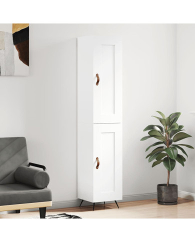 Buffet haut Blanc 34,5x34x180 cm Bois d'ingénierie | Mobilier & Déco