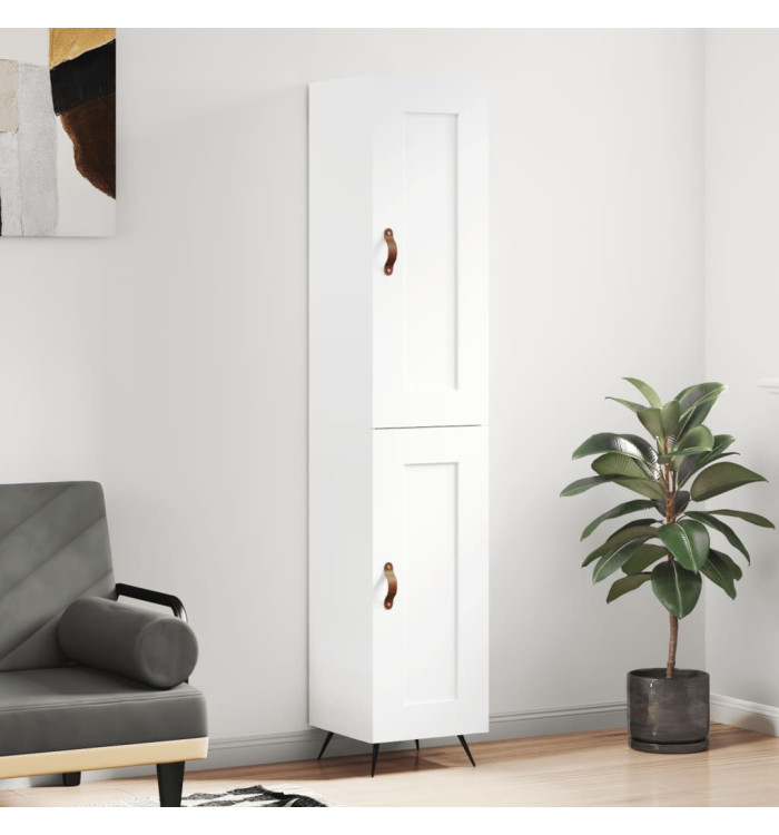 Buffet haut Blanc 34,5x34x180 cm Bois d'ingénierie | Mobilier & Déco