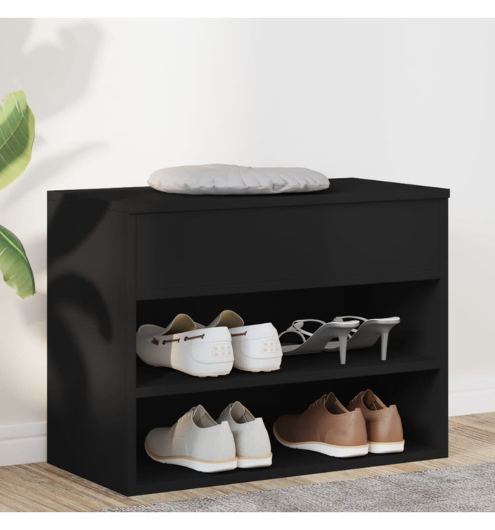 Banc à chaussures Noir 60x30x45 cm Bois d’ingénierie | Mobilier & Déco
