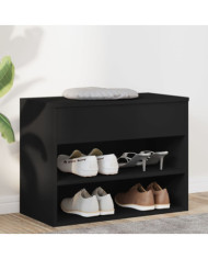 Banc à chaussures Noir 60x30x45 cm Bois d’ingénierie | Mobilier & Déco