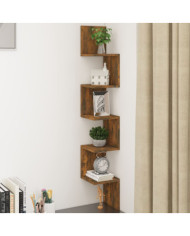 Étagère d'angle murale Chêne fumé 20x20x127,5cm Bois ingénierie | Mobilier & Déco