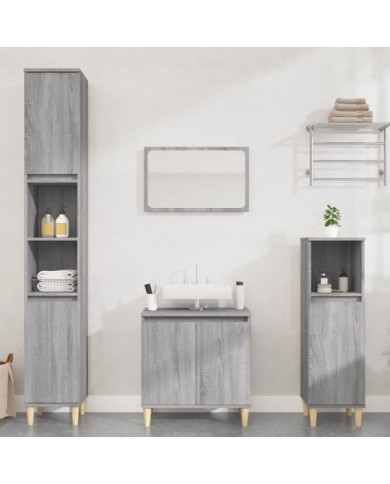 Ensemble de meubles de salle de bain 3 pcs Sonoma gris | Mobilier & Déco