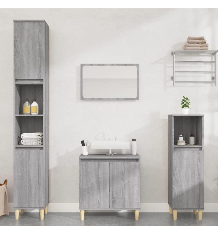 Ensemble de meubles de salle de bain 3 pcs Sonoma gris | Mobilier & Déco