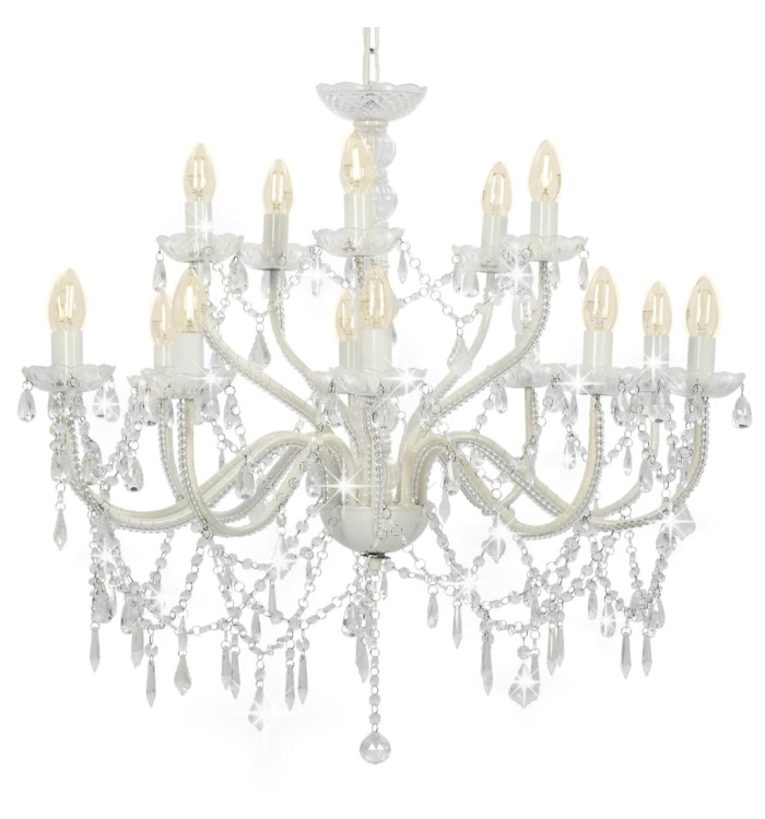 Lustre 2 couches Blanc 15 ampoules E14 | Mobilier & Déco