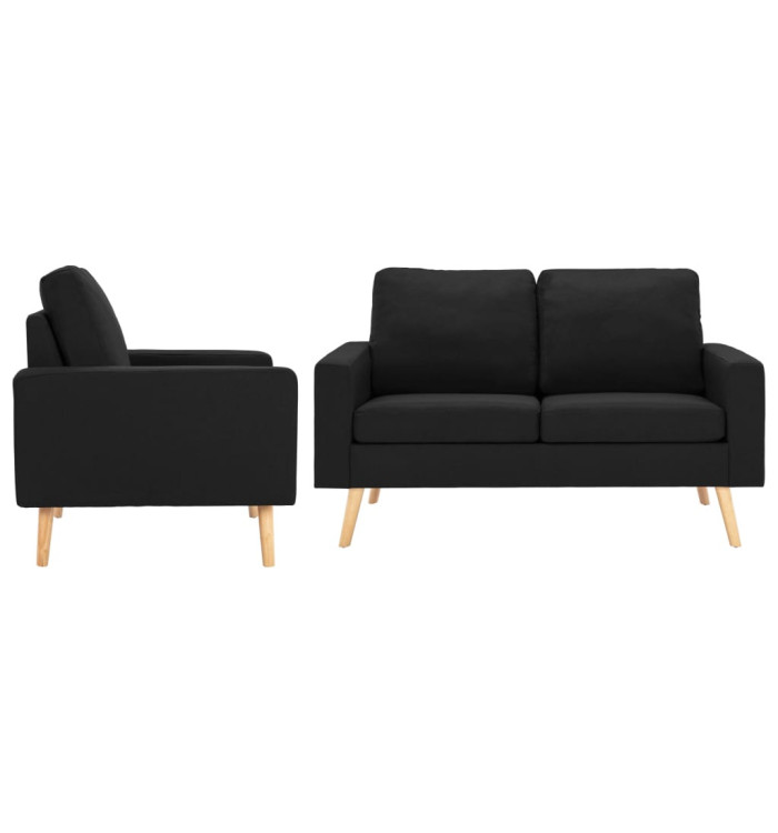 Ensemble de canapés 2 pcs Tissu Noir | Mobilier & Déco