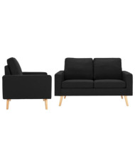 Ensemble de canapés 2 pcs Tissu Noir | Mobilier & Déco