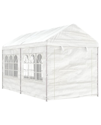 Belvédère avec toit blanc 4,46x2,28x2,69 m polyéthylène | Mobilier & Déco
