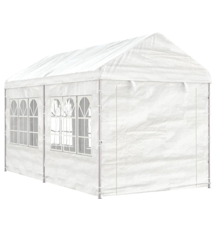 Belvédère avec toit blanc 4,46x2,28x2,69 m polyéthylène | Mobilier & Déco