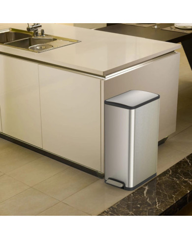 EKO Poubelle à pédale Ecoslim 2x20 L Argenté mat | Mobilier & Déco