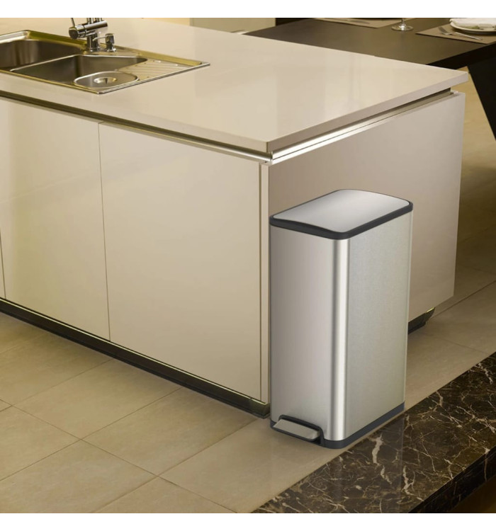 EKO Poubelle à pédale Ecoslim 2x20 L Argenté mat | Mobilier & Déco