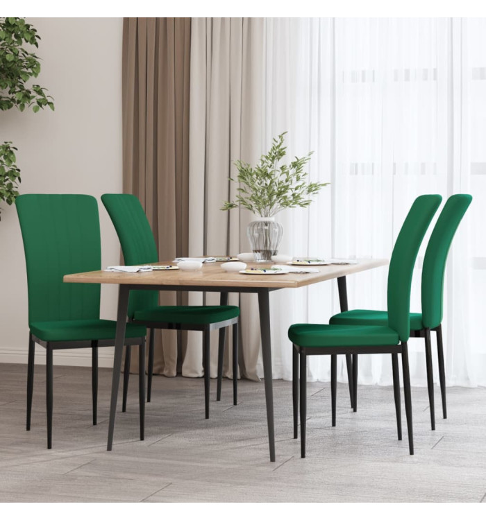 Chaises à manger lot de 4 Vert foncé Velours | Mobilier & Déco