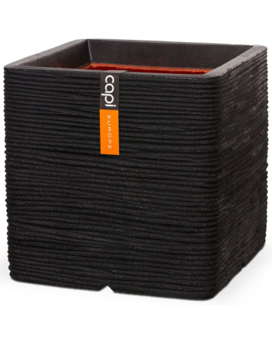 Capi Jardinière Nature Rib Carré 40 x 40 cm Noir KBLR903 | Mobilier & Déco
