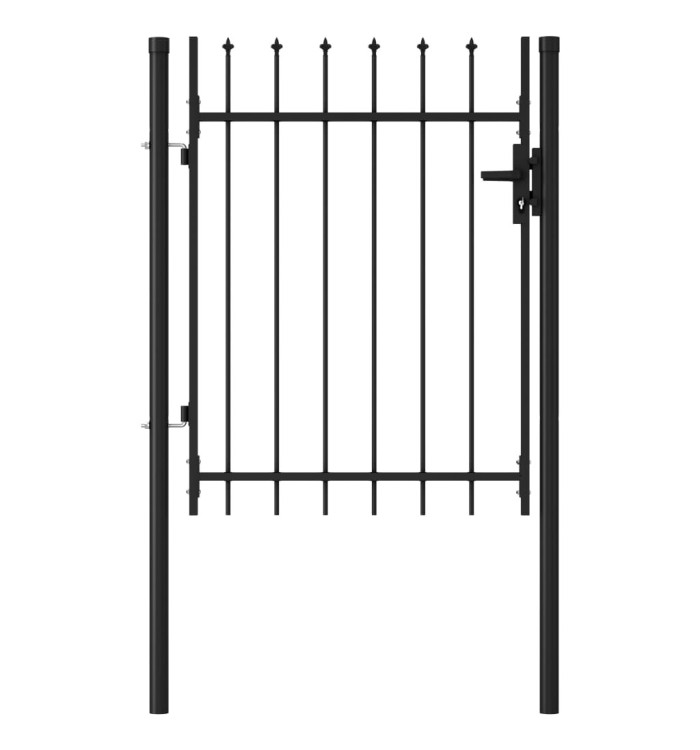 Portillon simple porte avec dessus à pointe Acier 1x1,2 m Noir | Mobilier & Déco